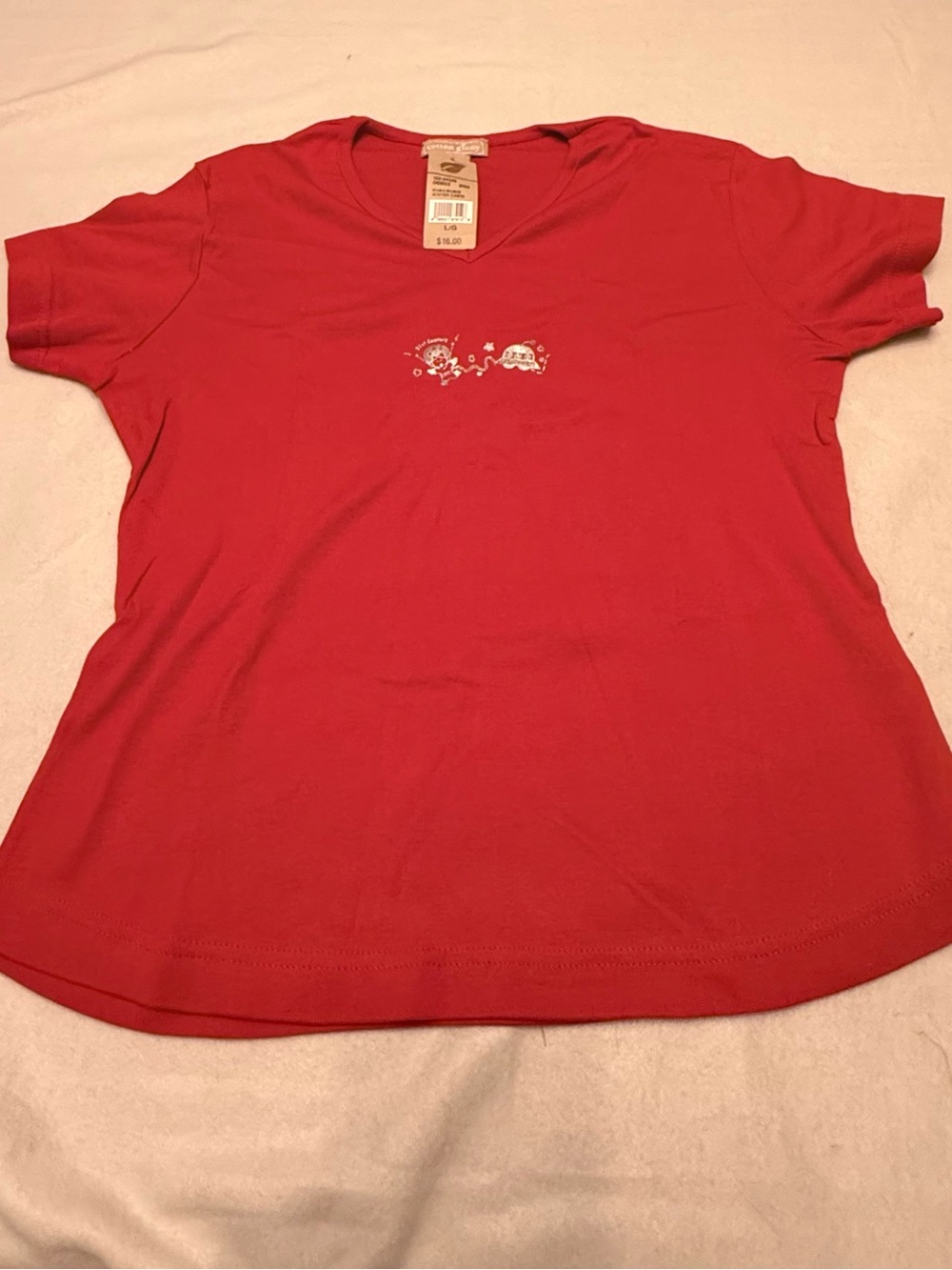 Cotton Ginny Women’s Large Red V Neck T-Shirt NWT Vintage Canadian Winter Cabin